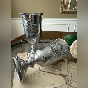 Set of 2 Wilton Vintage Pewter Goblets: Medieval Chalice, Castlecore
